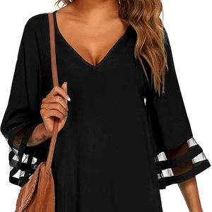 Black Women's Swim Cover Ups for Beach Swimwear, Summer Casual Loose Sun Dress